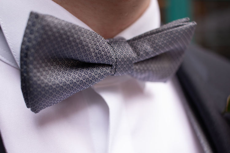 Midsection of man wearing bowtie