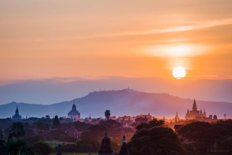 Scenic view of landscape against sky during sunset