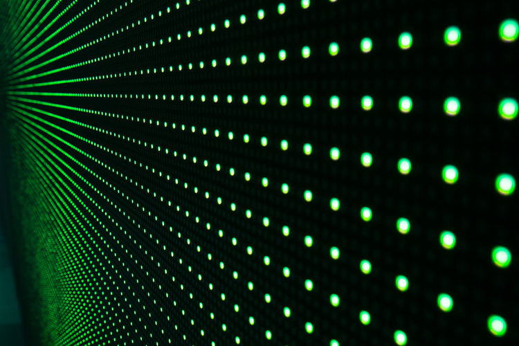 Close-up of green led wall