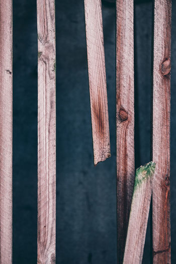 Close-up of broken wooden fence