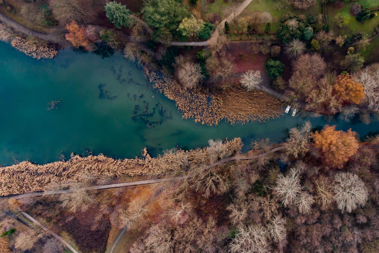 Drone view of endine's lake, in italy