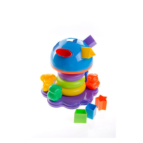 Close-up of multi colored toy against white background