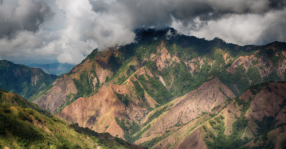 Panoramic view of mountains against sky