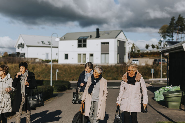 Senior women walking together