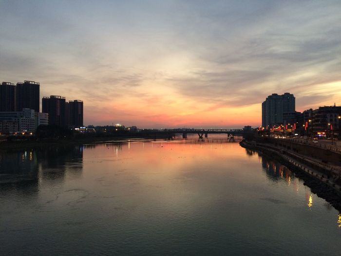 View of river at sunset