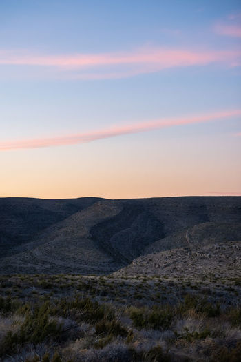 Scenic view of landscape against sky during sunset in carlsbad caverns national park - new mexico