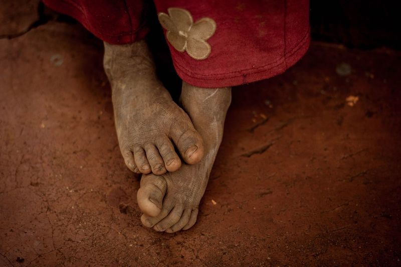 Close-up of the feet of a child