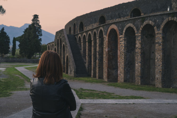 Pompeii theater at sunset