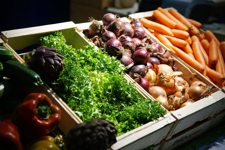 Close-up of vegetables on display