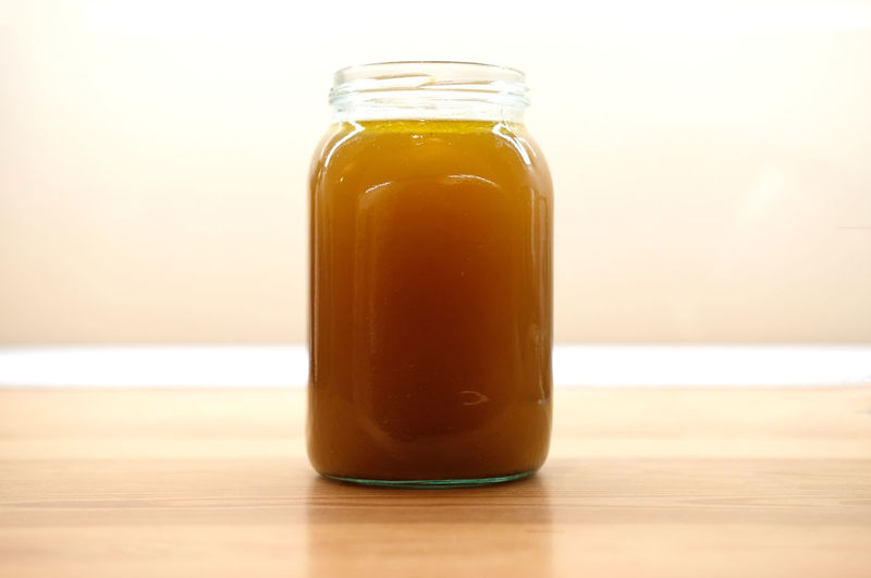 Close-up of drink in jars on table