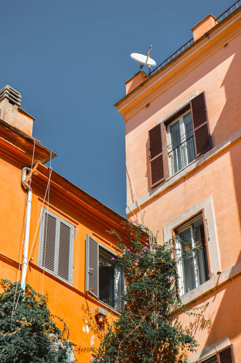 View of mediterranean architecture in the trastevere neighborhood in rome