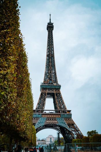 Low angle view of eiffel tower against sky