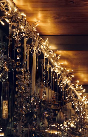 Close-up of illuminated chandelier