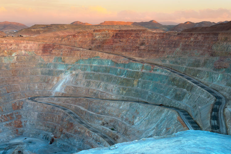 View from above of an open-pit copper mine in peru