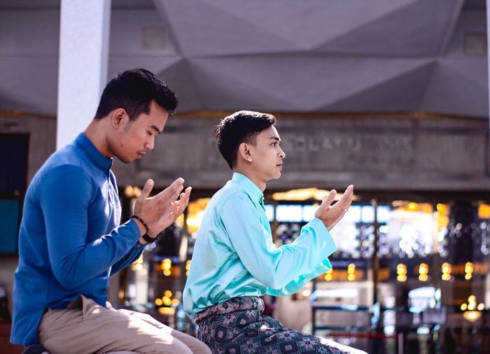 Men praying in mosque