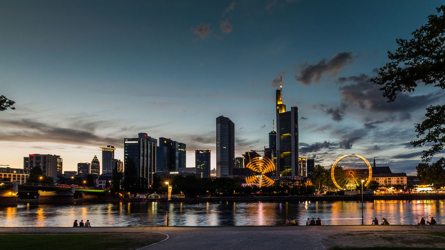 City lit up at night