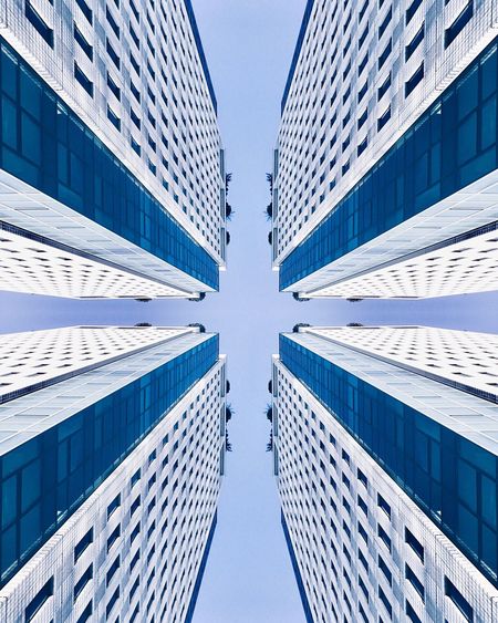 Directly below shot of office buildings