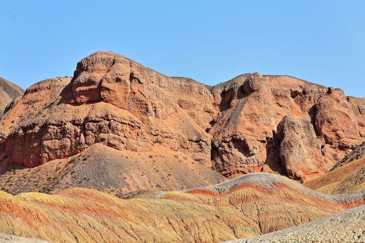 Scenic view of rock formation against clear sky