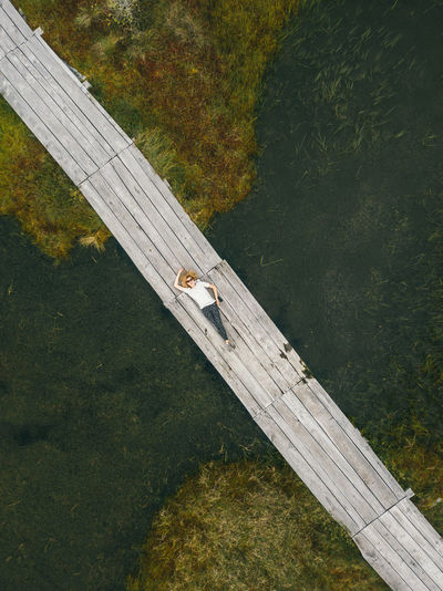 High angle view of umbrella on land