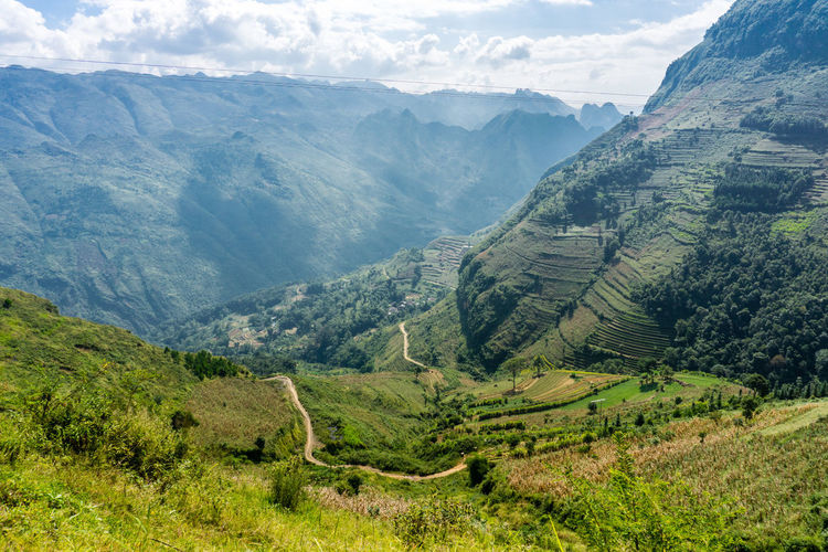 Scenic view of mountains against sky