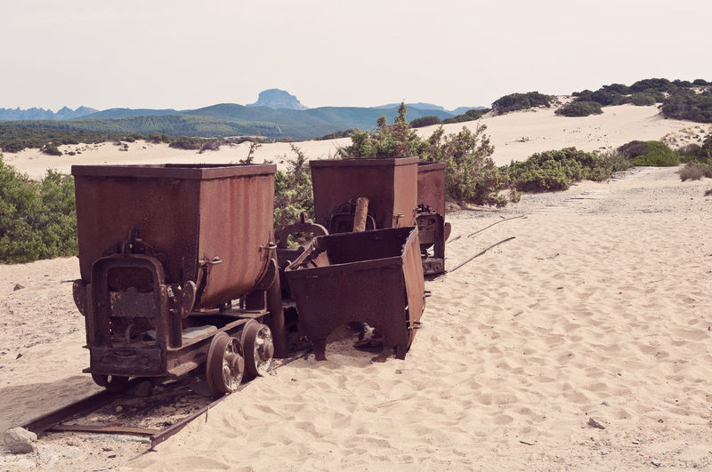 Abandoned trolleys at desert
