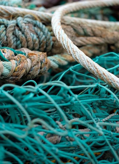 Close-up of rope and fishing net