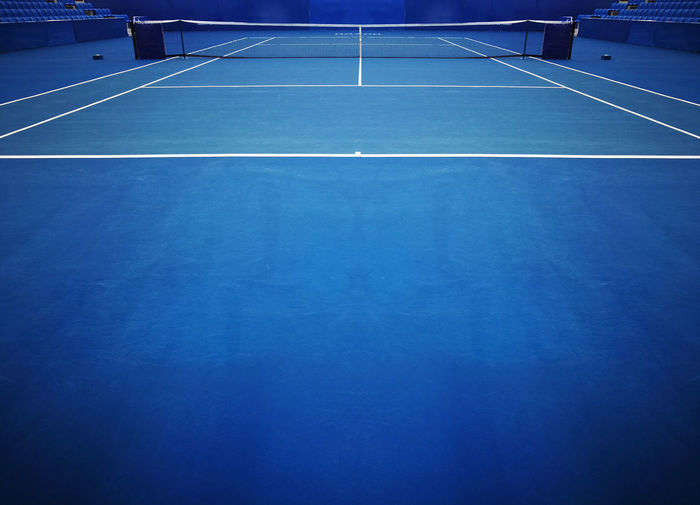 View of blue tennis court