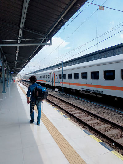 Train at railroad station platform