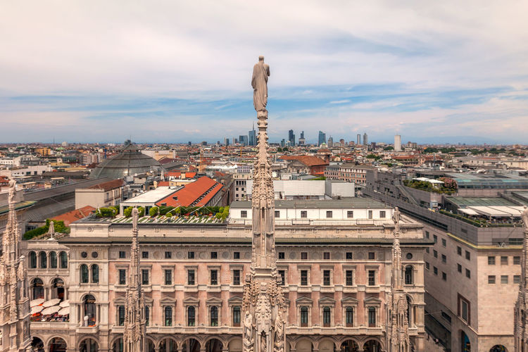 Panoramic view from  duomo di milano - one of the largest cathedrals in the world, milan, italy