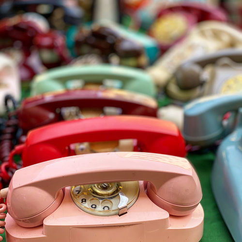 Close-up of telephone for sale