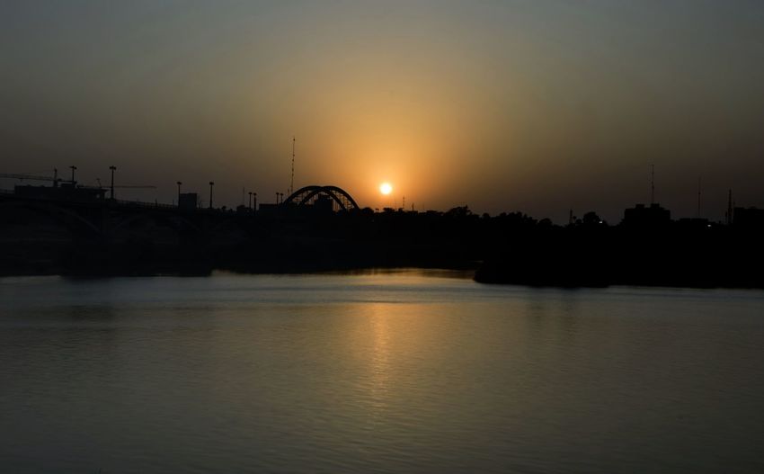 View of river at sunset