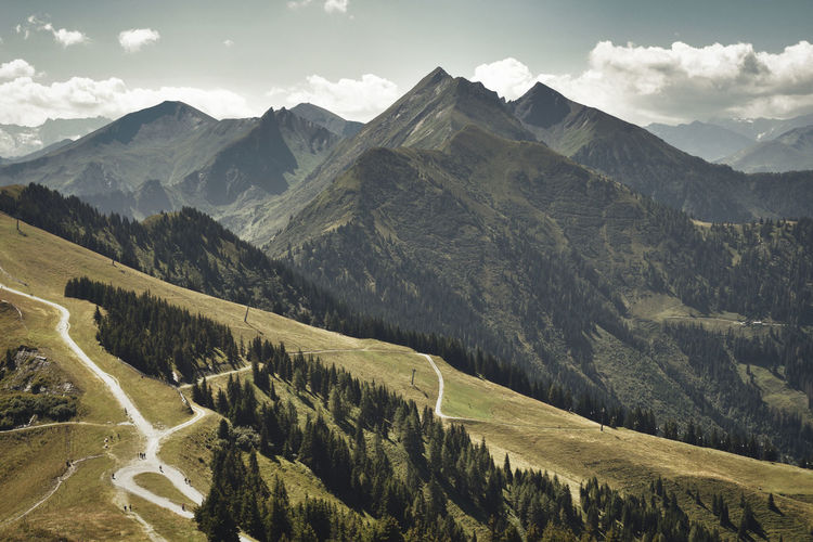 Scenic view of mountains against sky