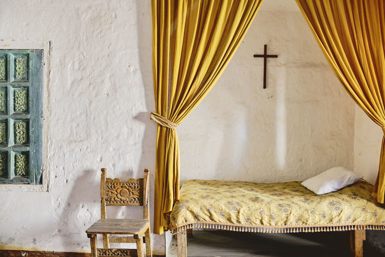 Detail of a bedroom of a nun in the santa catalina monastery, arequipa, peru.