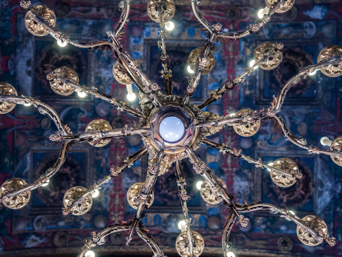 Directly below shot of illuminated chandelier