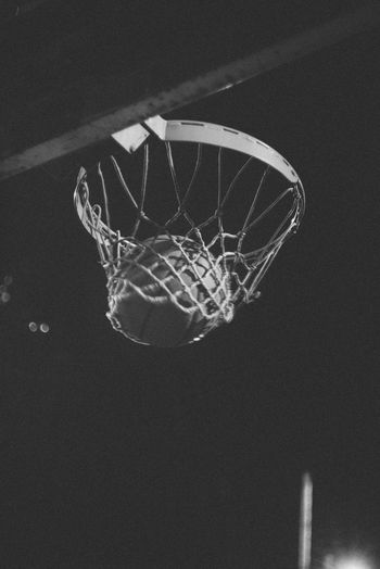 Low angle view of basketball hoop against sky