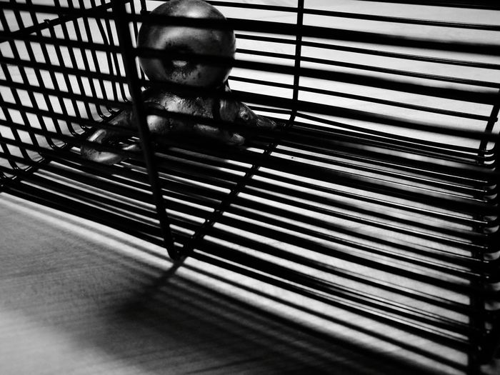 High angle view of girl sitting on table at home
