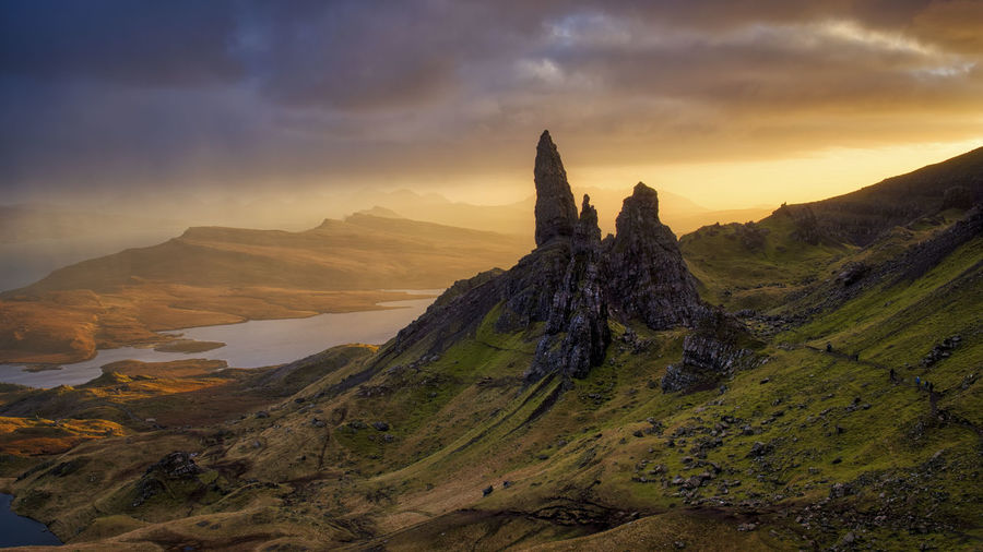 Sunset in early januray at the old man of storr, scotland 