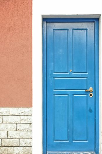 Closed door of building