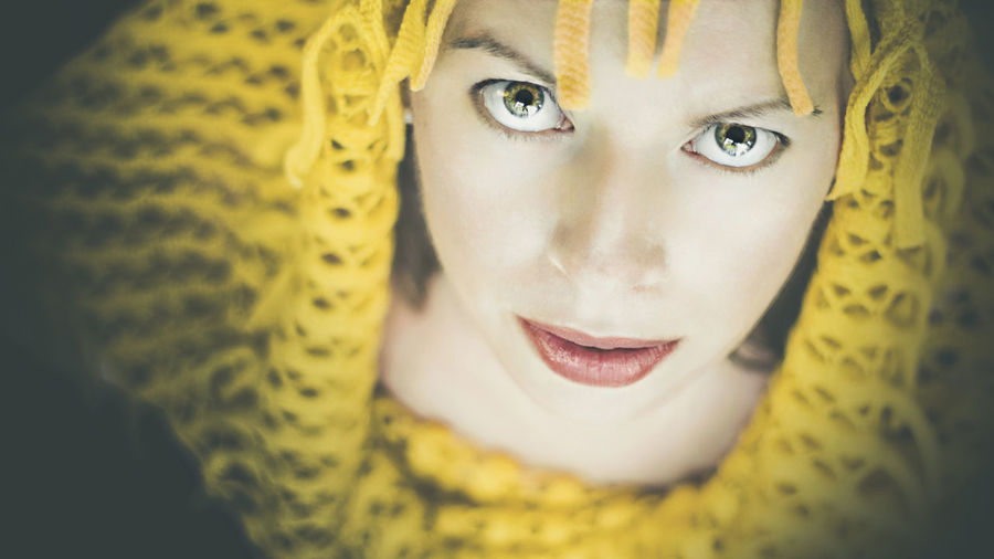 Close-up portrait of beautiful young woman
