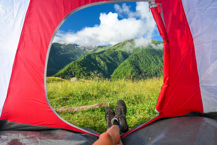 Morning view of the mountains from the tent.