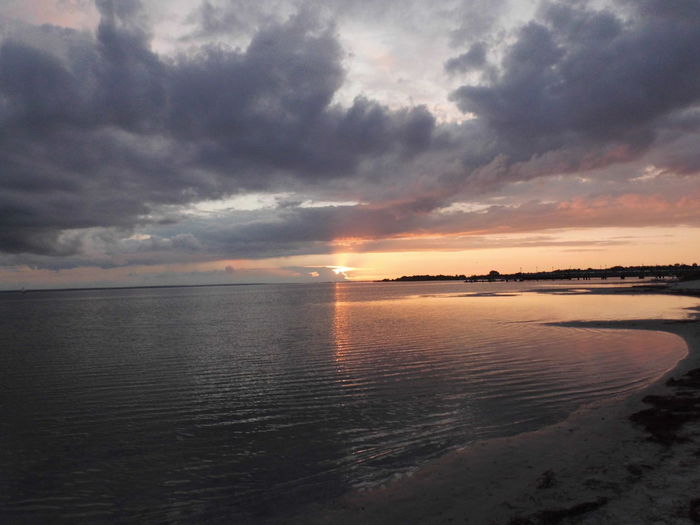 Scenic view of sea against sky at sunset