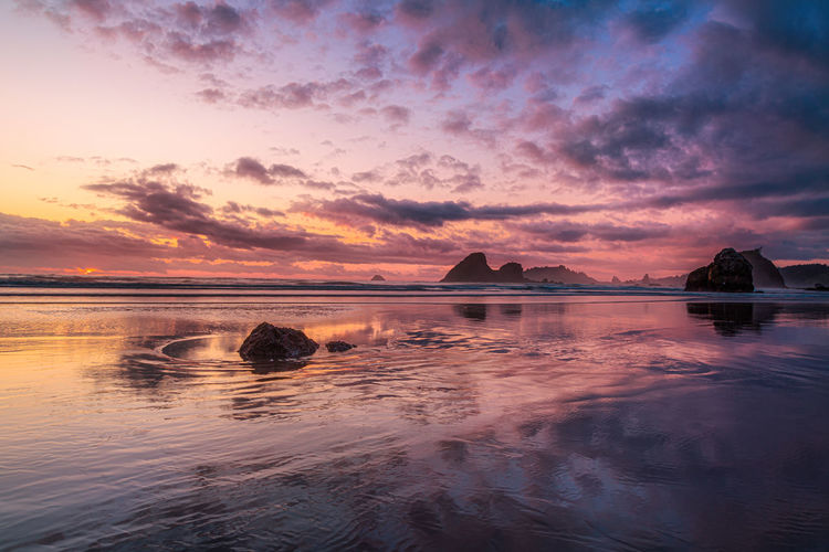 A dramatic and colorful seascape at a northern california beach.