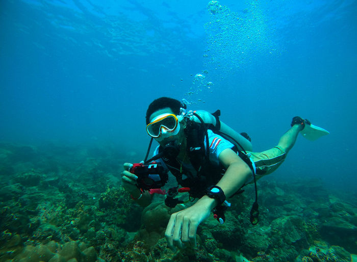 Man diving in underwater