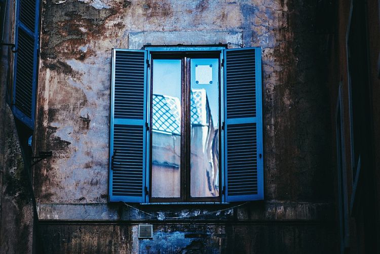 Closed door of house