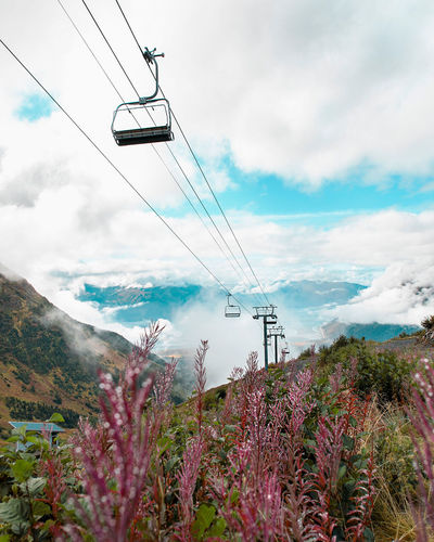 Ski lift in late summer mountains