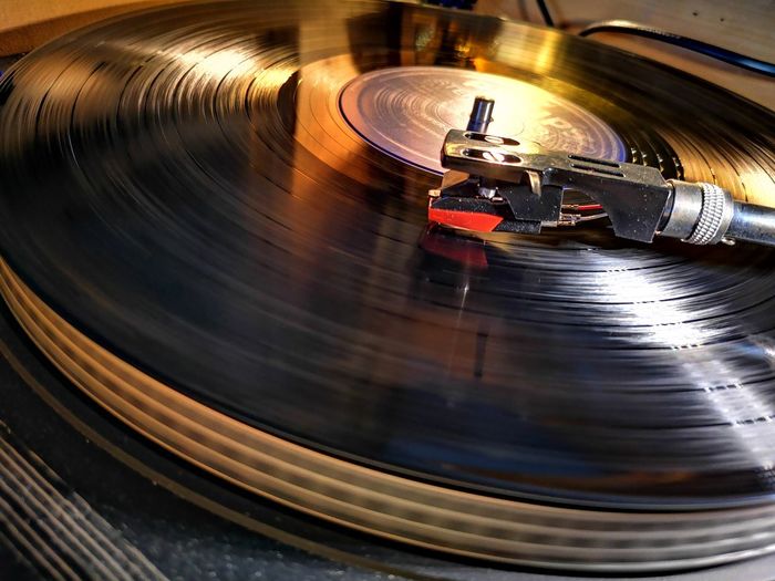 Close up of a turntable