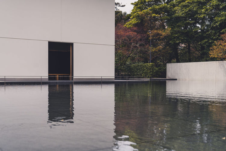 Reflection of built structure in water