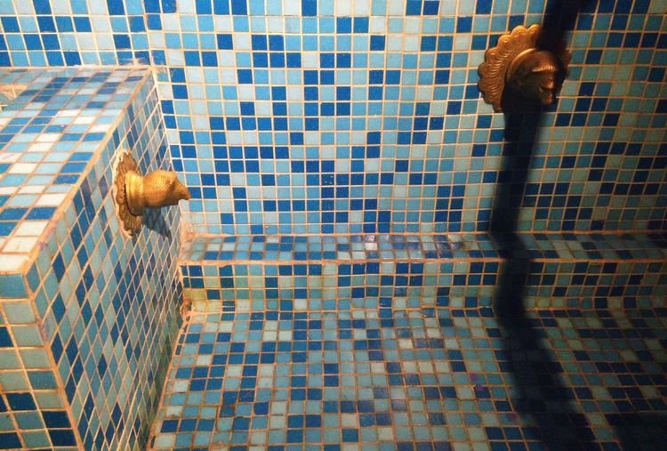 Full frame shot of tiled wall in bathroom