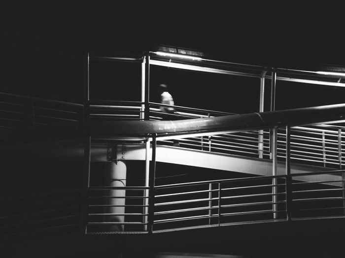 Low angle view of staircase at night