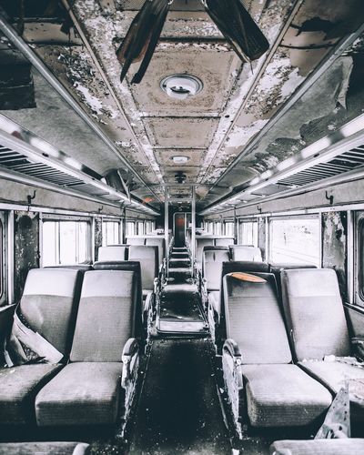 Interior of abandoned bus
